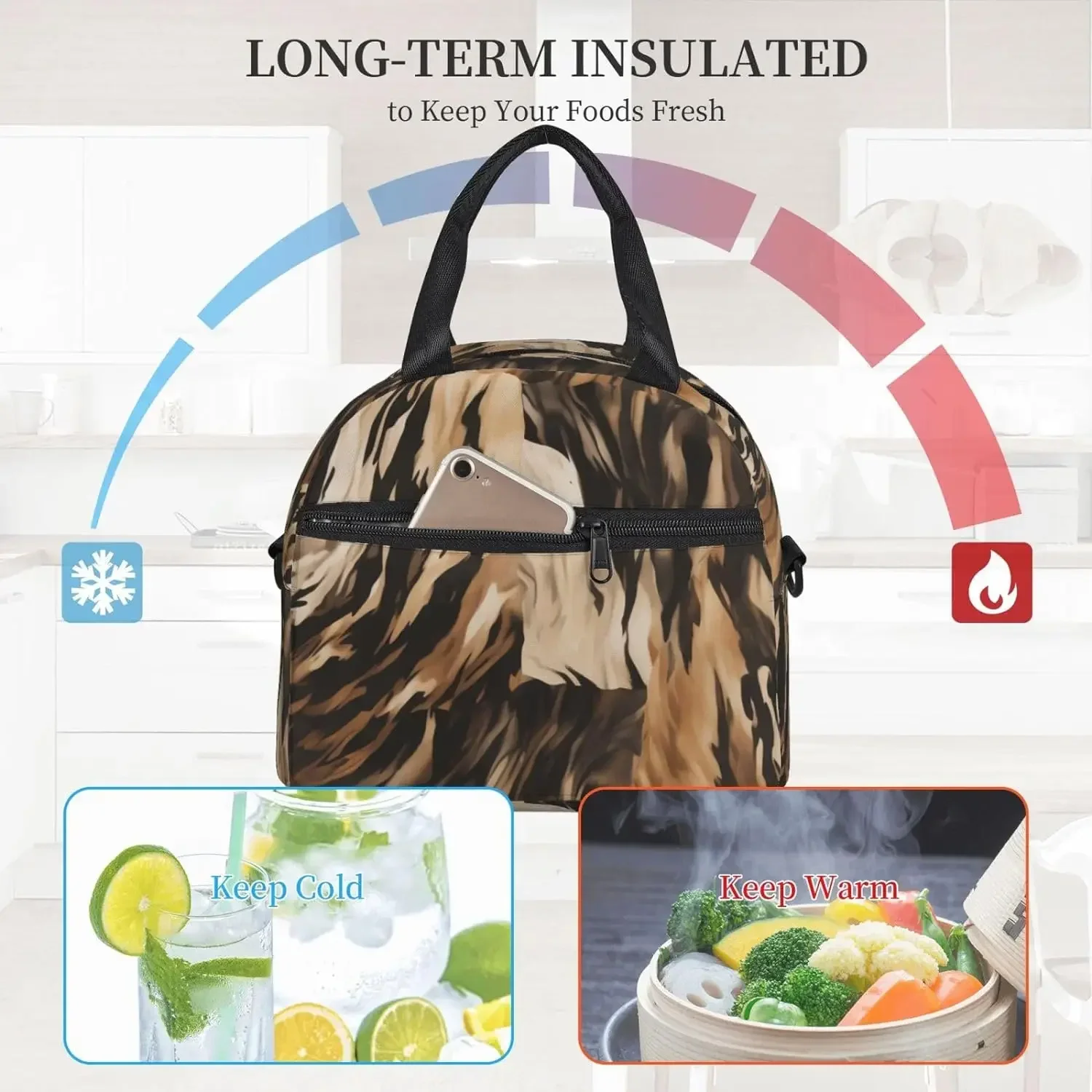 Leopard Print For Women Men Lunch Bag Reusable Insulated Cooler box Portable  Tote  Large Capacity image 5
