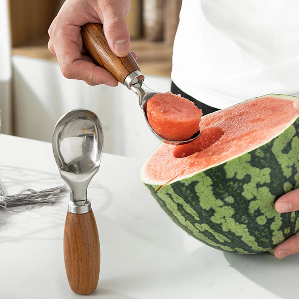 ที่ตักไอศกรีม ด้ามไม้ วัสดุปลอดภัย แข็งแรง ไม่ลื่น ช้อนตักขนมหวาน ช้อนตักไอศกรีม