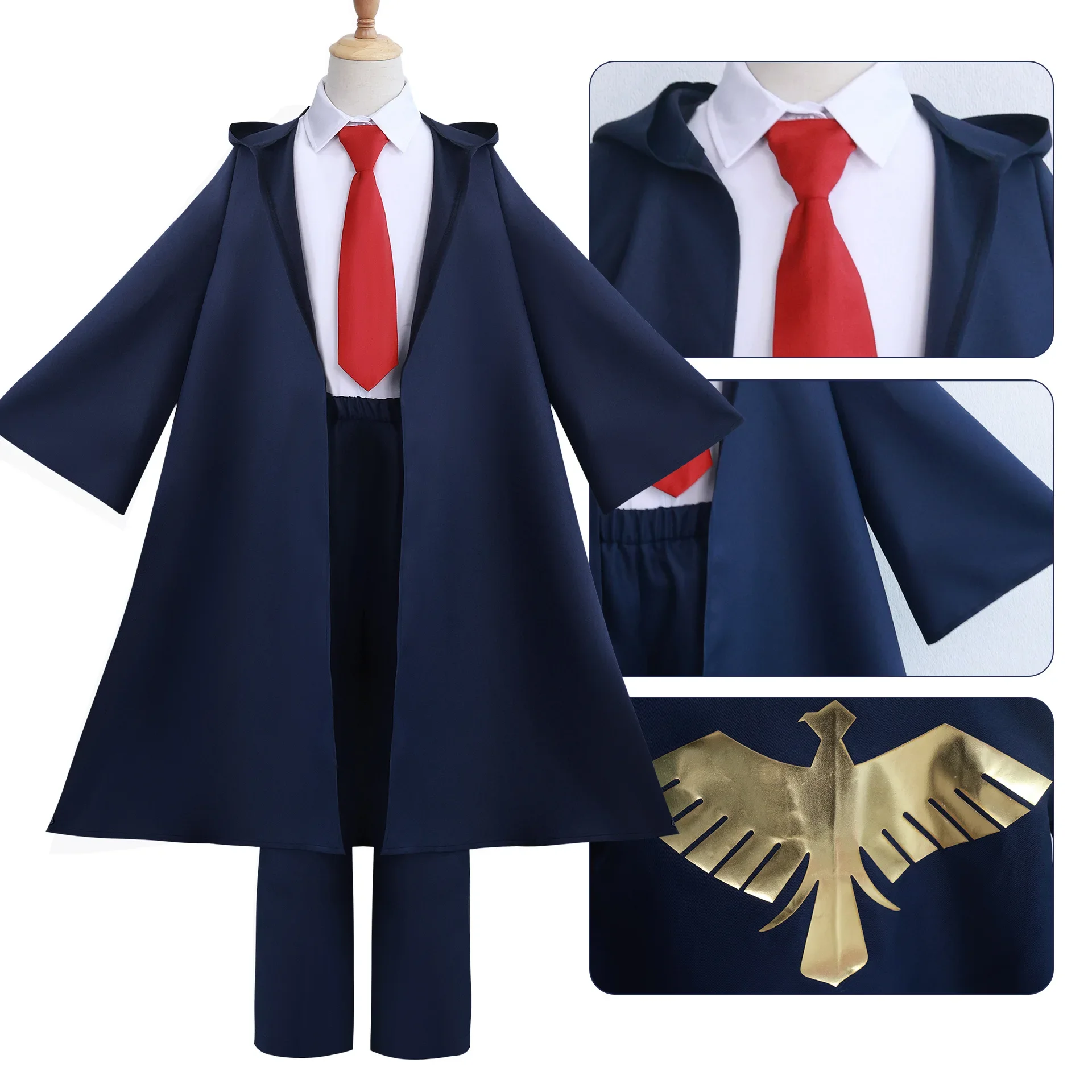 Anime Mashle Magic and Muscles Cosplay Costume Mashle Blue Trench Coat School Uniform Halloween Carnival Party for Adult Kids