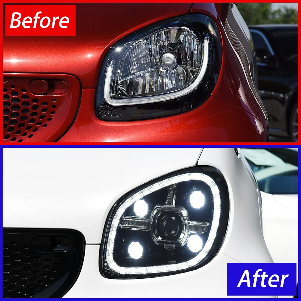 Car Front Lamp for Smart Fortwo Forfour 2015-2019 W451 W453 W452 Auto LED Headlights Assembly Matrix Projector Lens Accessories