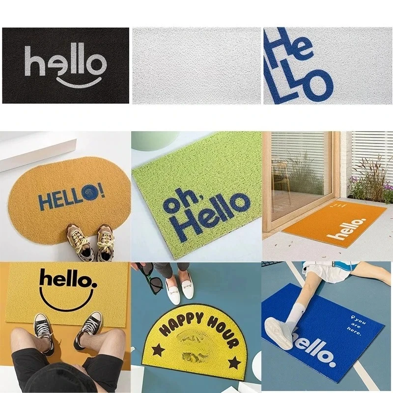 Porch Creative Design Door Mat Carpet PVC Anti-slip Mat Silk Loop Can Be Cut Custom Home Mat Carpet Small Size Entrance Door Mat