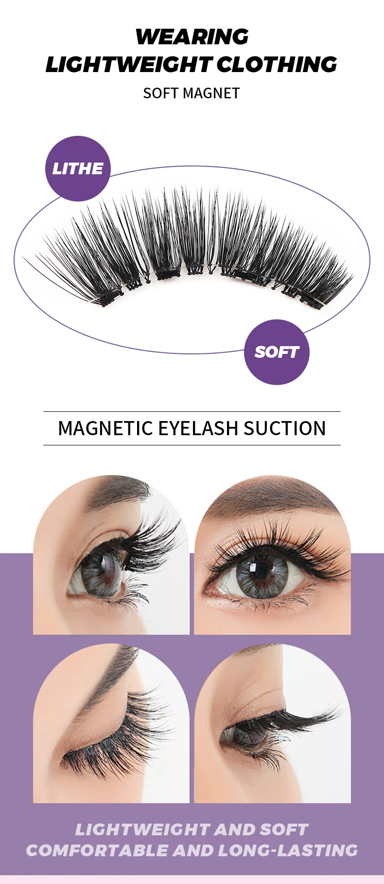 DINGSEN 1 Set Magnetische Wimpern 3D Natürliche Falsche Wimpern Wiederverwendbares Magnet-Clip-Set Wimpernverlängerung Make-up Pinzette Wimpernset – Detail 3