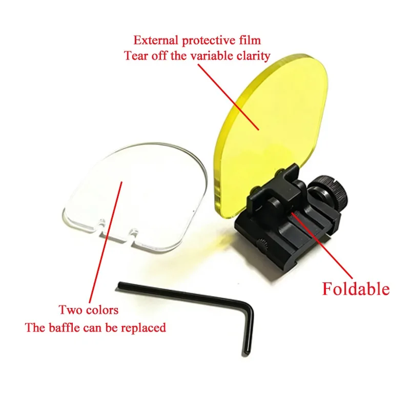 Flip Up Scope Lens Protector Transparent Bulletproof Lens Protector Cover 20mm Rail for Hunting Activities Gear