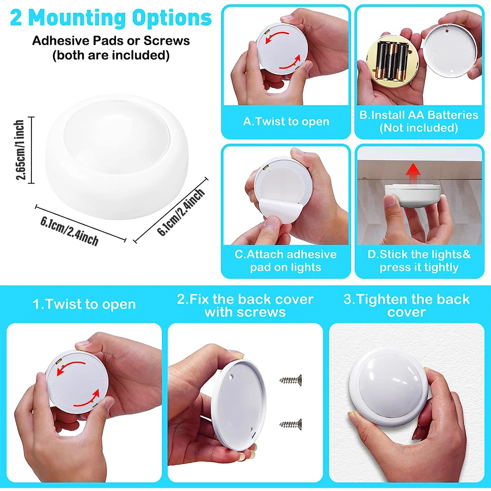 LED Puck Light RGB 13 Colors Night Light Battery Powered with Remote and Touch Control for Bedroom, Under Cabinet Light, Kitchen