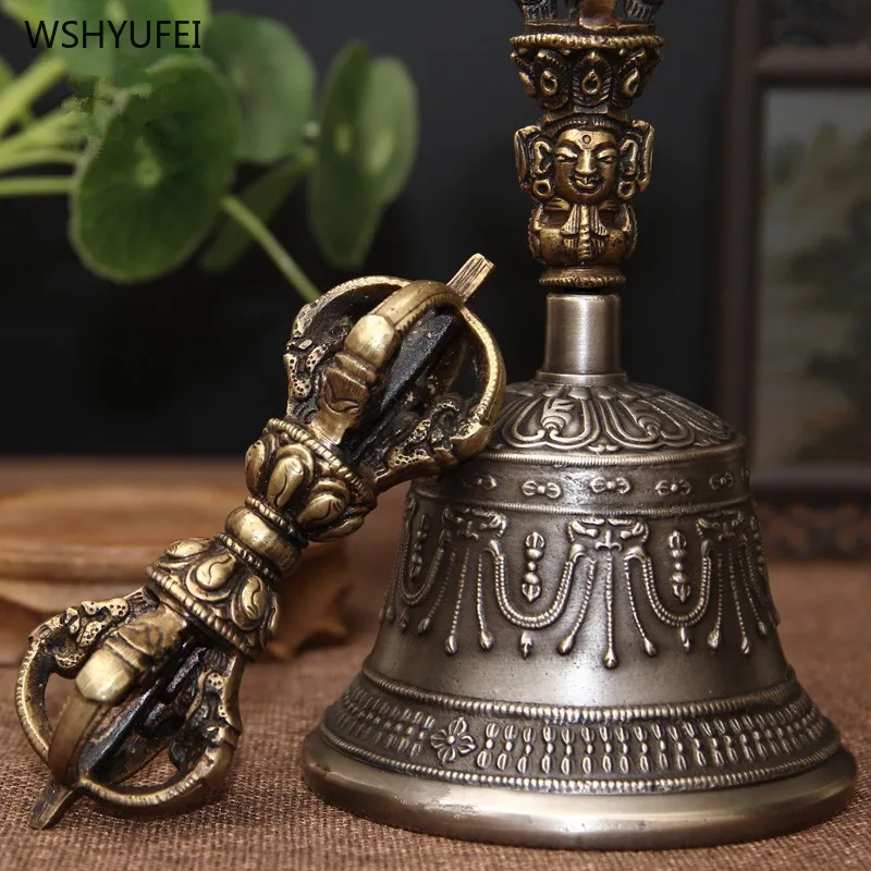 1 pc copper Nepal Diamond Bell Pestle Esoteric weapon Feng Shui Accessories Diamond Bell pray for auspiciousness sacrifice