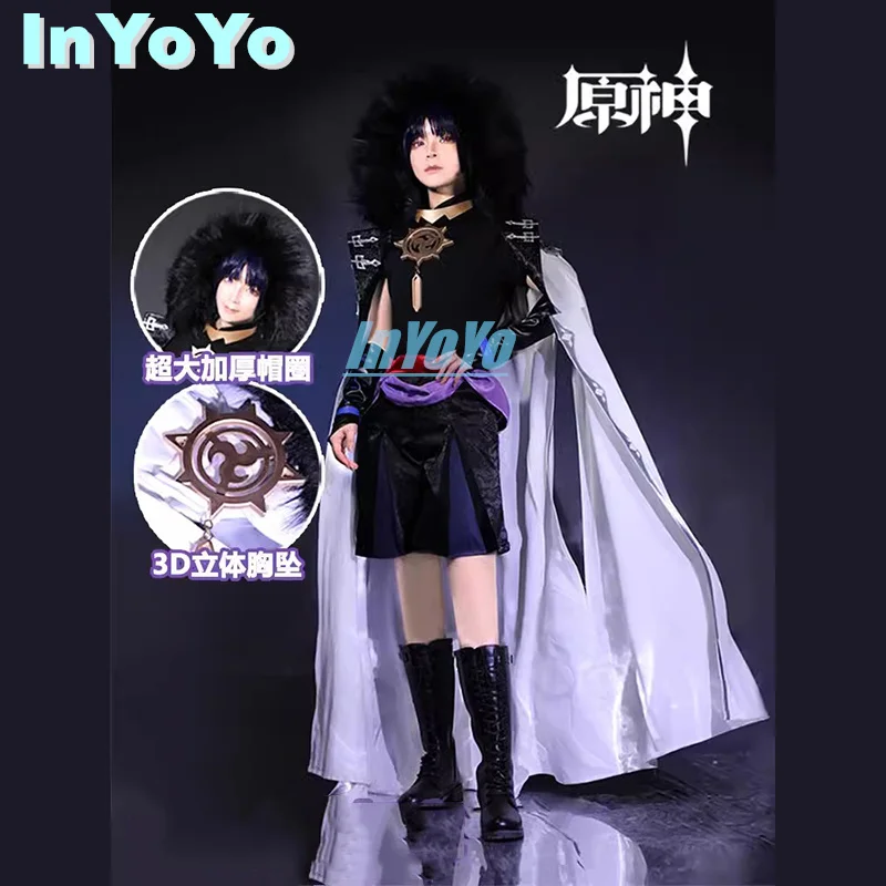 

InYoYo Fatui Scaramouche Cosplay Genshin Impact Costume Fashion Clothing Uniform Top Pants Long Cloak Men Role Play Clothing New