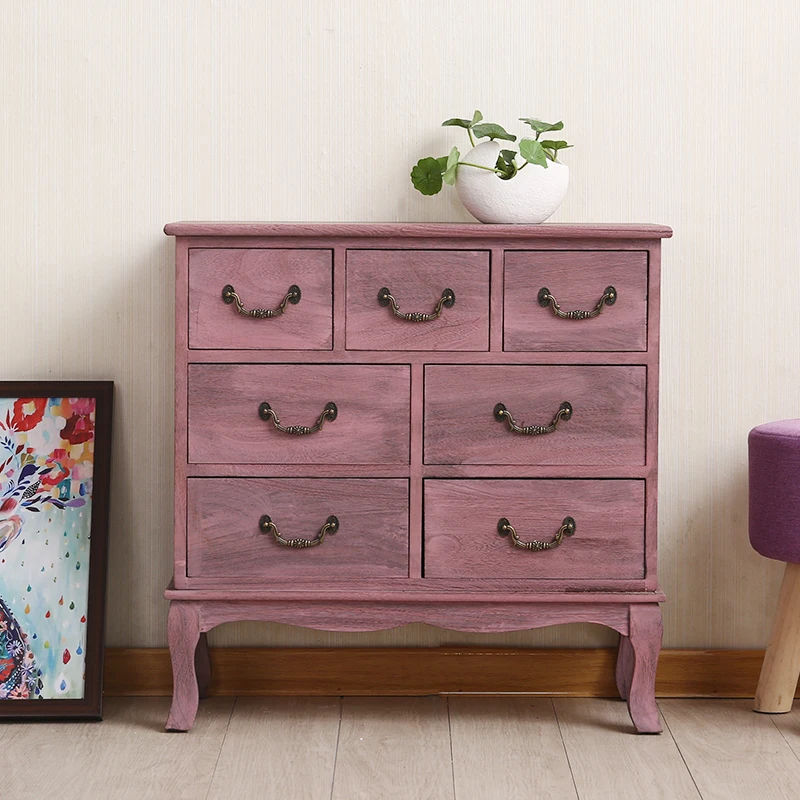 

Master bedroom at the end of the bed Master bedroom bucket cabinet American solid wood Internet celebrity wall side cabinet Nine