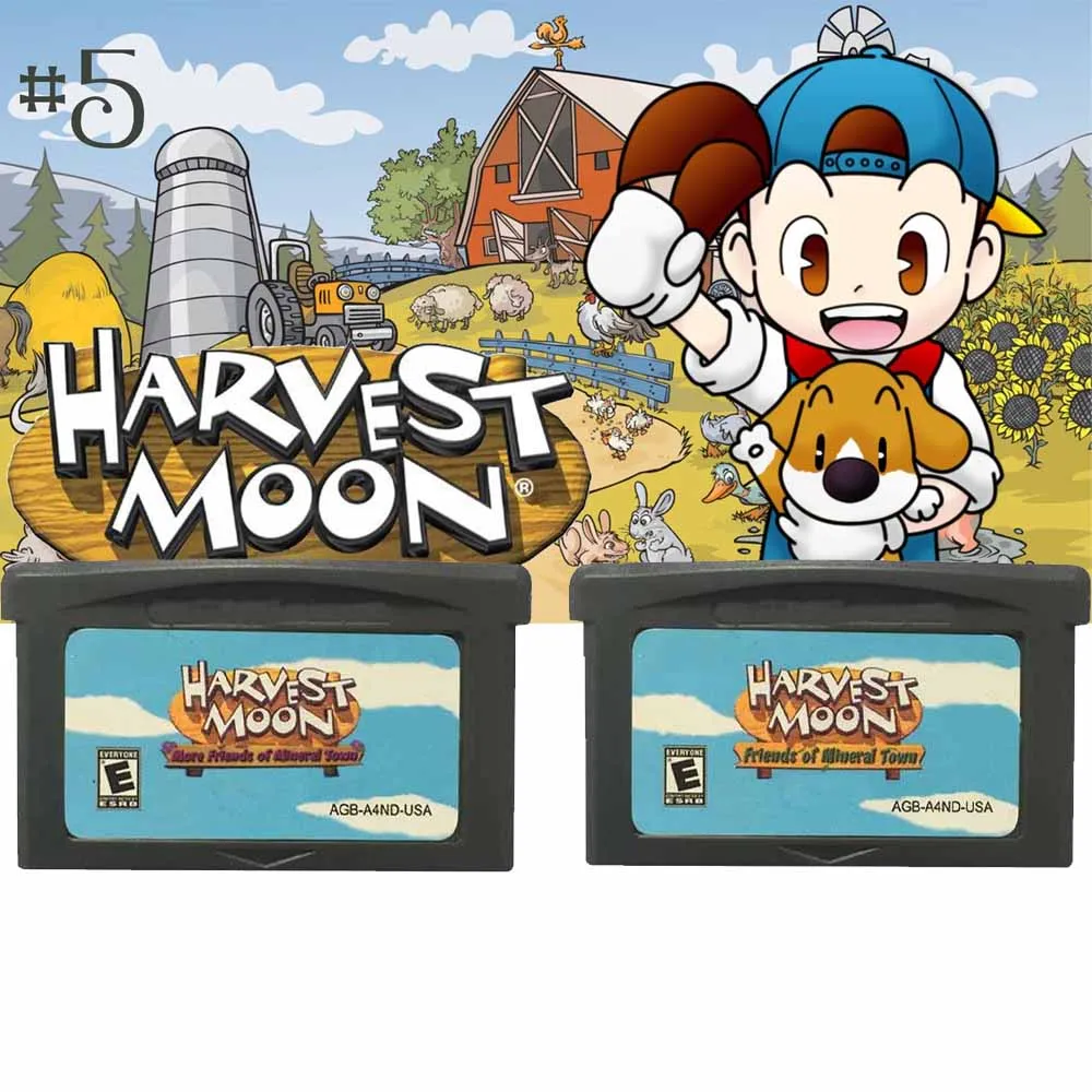 GBA Game Cartridge Harvest Moon Series 32 Bit Video Game Console Card Friends of Mineral Town for GBA/SP/DS