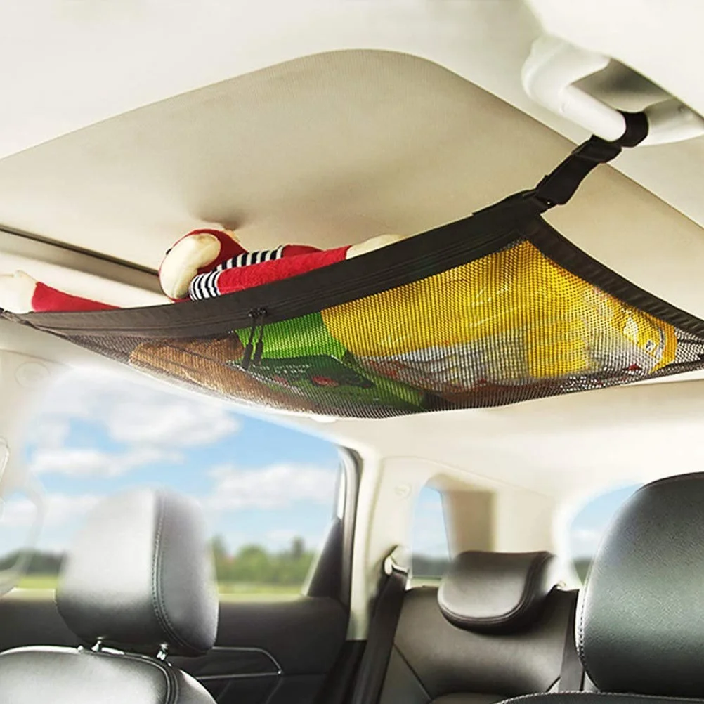 

Car Roof Mesh Pocket Universal Hanging Storage Bag Overhead Organizer Large Capacity Car Ceiling Cargo Net for Travel Road Trip