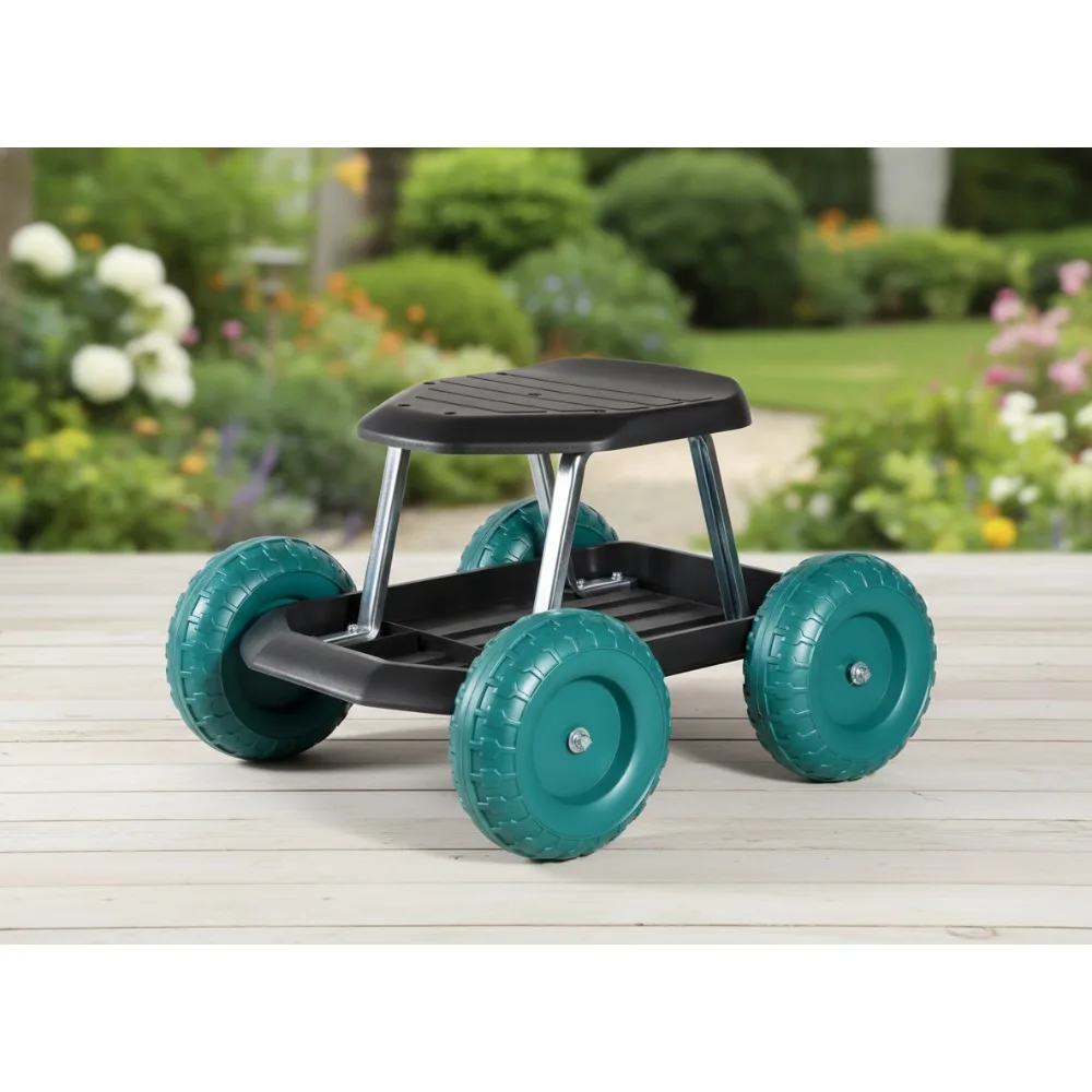 

Garden Rolling Work Seat Stool with Wheels - Heavy Duty 300lbs Capacity, Comfortable Kneeling Pad for Gardening, Painting, DIY