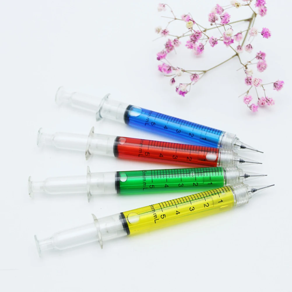 

12pcs Needle Tube Shaped Ballpoint Pen School Accessories Colorful Writing Stationery Green Yellow Gift