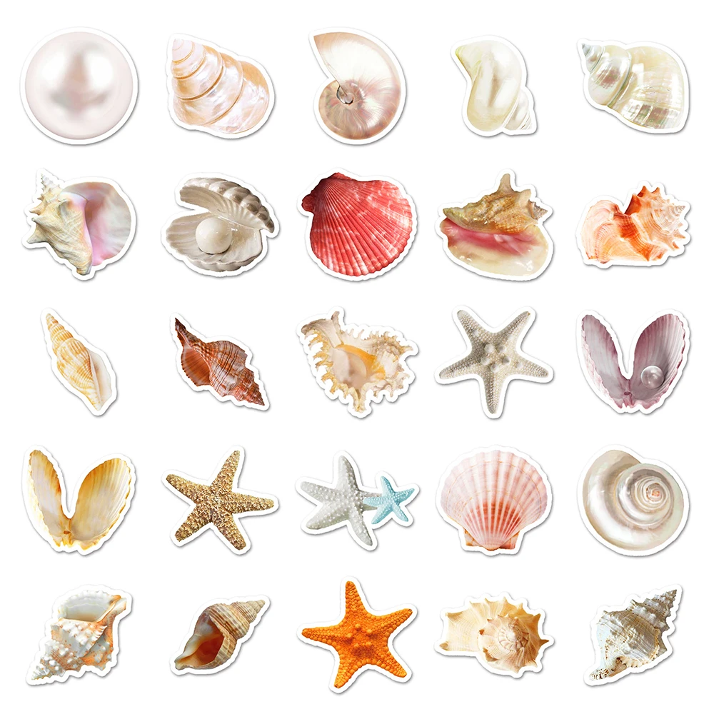 10/30/50pcs Dream Shell Conch Stickers Aesthetic Ins Style Girls Decals DIY Decoration For Phone Notebook Laptop Guitar Kids Toy