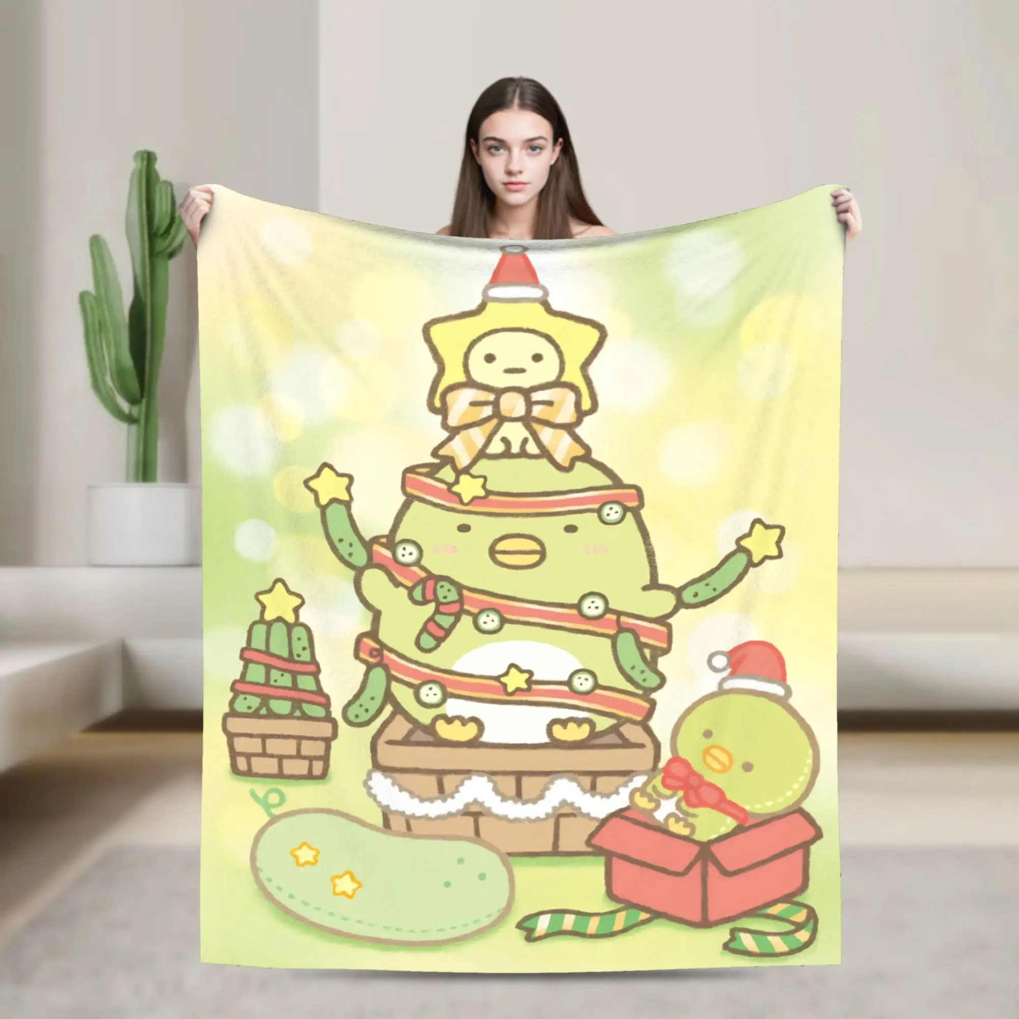 Kawaii Sumikkos Gurashis Blanket Flannel Spring Autumn  Multi-function Super Warm Throw Blanket for Sofa Travel Bedspread