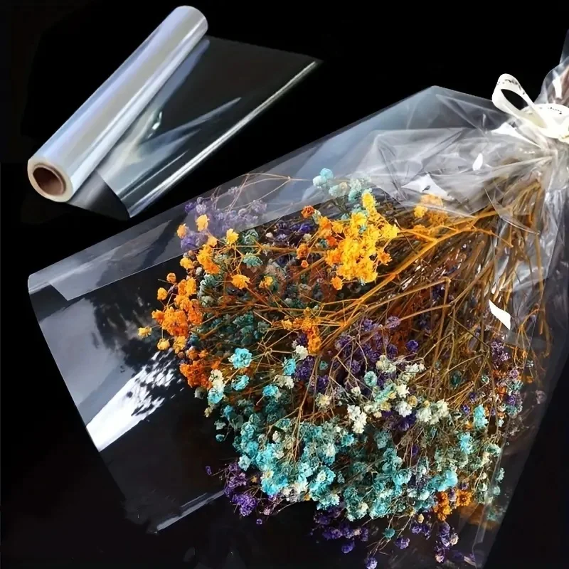 

2026 Hot Sale Floral Cellophane Flower Wrapping Paper Waterproof Plastic Paper Dustproof Transparent