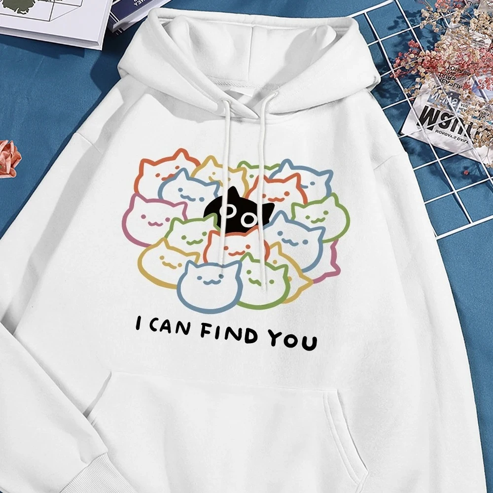I Can Find You Fun Cat Children Hoodies Street Winter Autumn Sweatshirt Fleece Pullover Clothes Sweatshirts Women Clothing