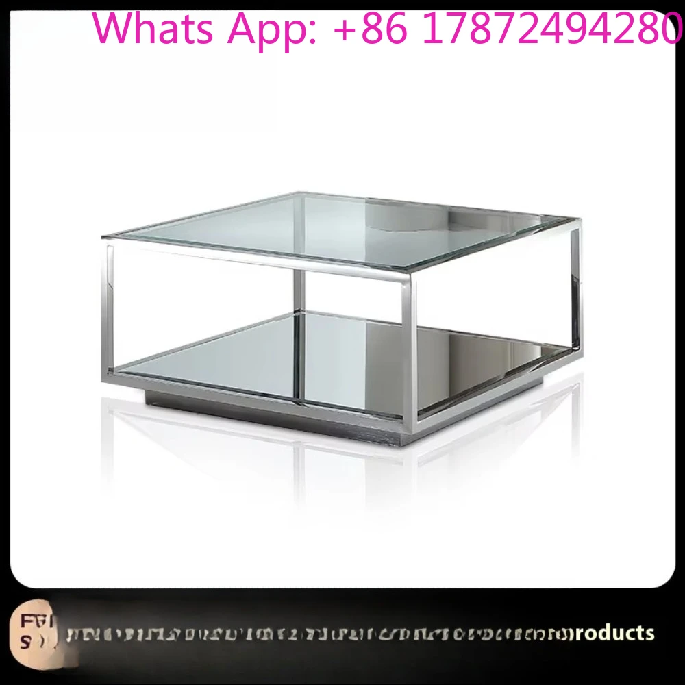 Italian Rust Steel Rectangular Coffee  Tempered Glass Modern Design Living Room Office Premium