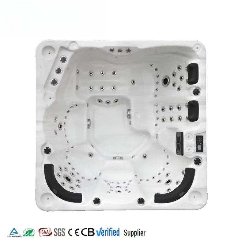 6 Person Outdoor Hot Tub Air Jetted Massage Bathtub Deep Soaking Spa Tub for Garden view 6