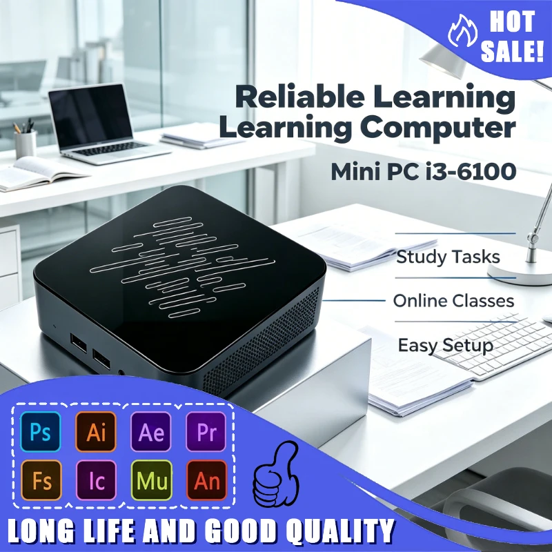 

High‑Performance Mini Desktop PC Portable Gaming Equipment Core i3-6100 16GB 2TB SSD Mini Desktop Computer WiFi6 BT 4K FHD
