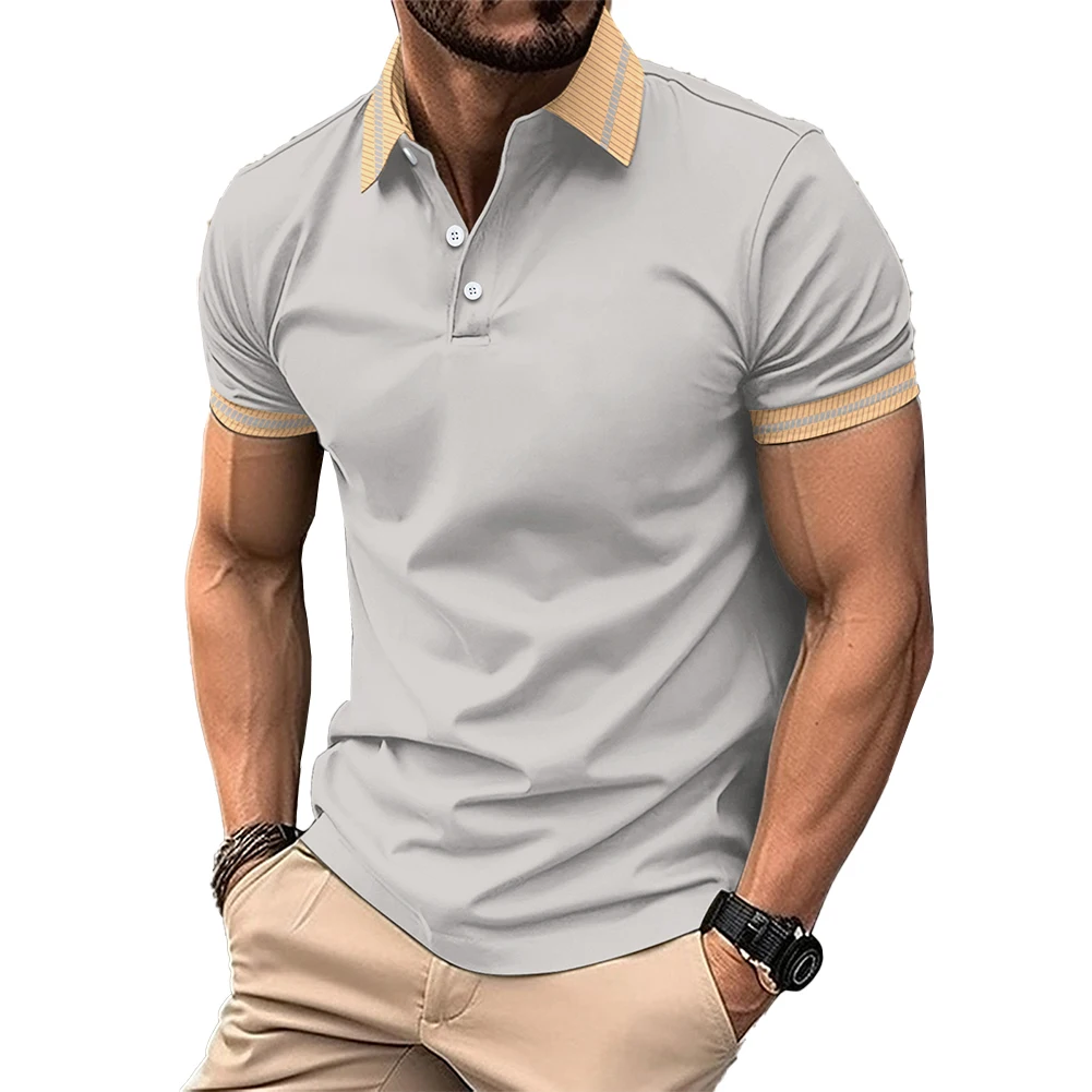 Mens Casual Short Sleeve Tops Button V-Neck Muscle Fitness Workout Blouse Tee Casual Streetwear Lightweight Jogging Tops