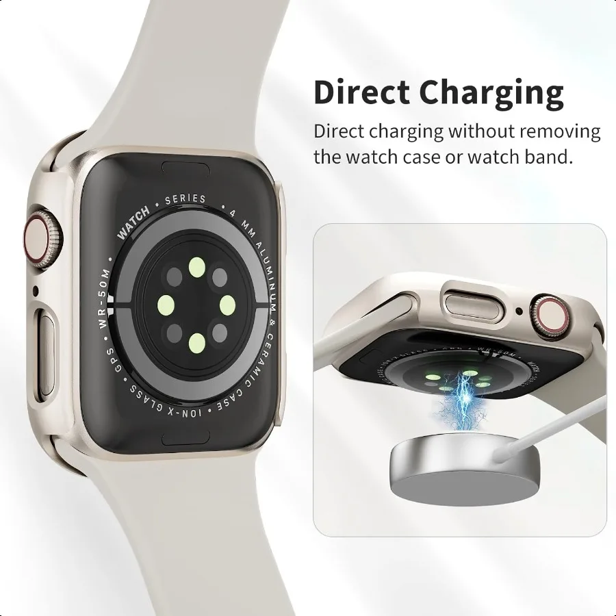 5 عبوات لساعة Apple Series 9 8 7 مع واقي شاشة 45 ملم من البولي كربونات الصلب وغطاء حماية رفيع للغاية مع درجة حرارة مدمجة