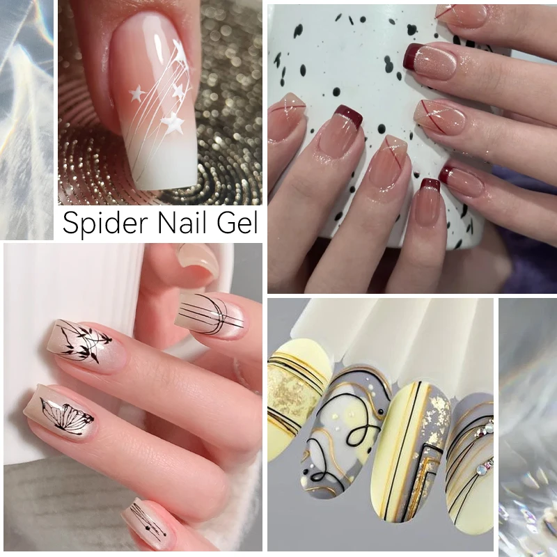 LILYCUTE 8ml blanc noir argent araignée Gel pour ongles naturel foncé Flashy dessin peinture UV Gel vernis à ongles ongles Art Design