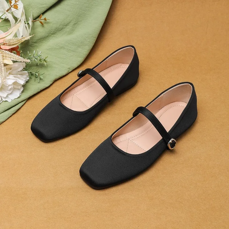 

Туфли на плоской подошве, женские весенне-осенние красные туфли Мэри Джейн, женская обувь больших размеров с квадратным носком, 42, 43, 44, женские лоферы