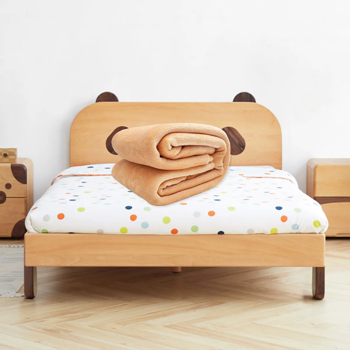 

1 Pc 100x120cm Solid Color Flannel Blanket Coral Fleece Sleeping Blanket Warm Blanket for Home Bedroom (Khaki)