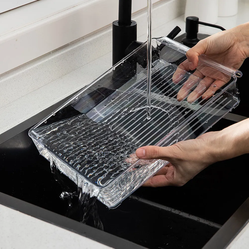 Pet Transparent Refrigerator Storage Box for Dumplings Steamed Buns Noodles Non-Slip Striped Surface with Lid Reusable Food