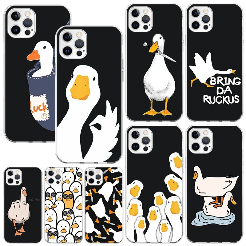 Cartoon Duck Goose Game Phone Case For Iphone 16 15 14 13 Pro Max 12 Mini 11 X Xr Xs 7 Plus 8 + Se 2020 Art Fundas Back Cover