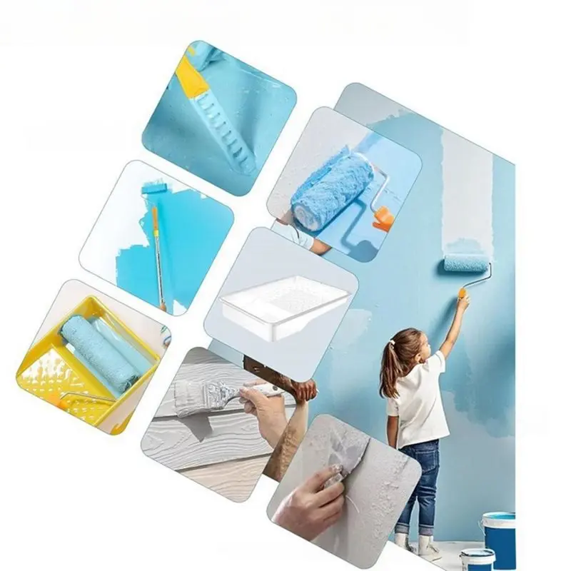ABJN-Paint Roller Kit Paint Roller Set With Pole Paint Tray Liners view 4