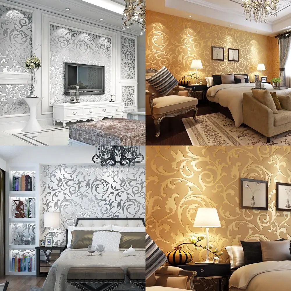 

Modern Simple 3D Stereo TV Background Wall Wallpaper Living Room Bedroom European Hook Flower Acanthus Leaf Wallpaper