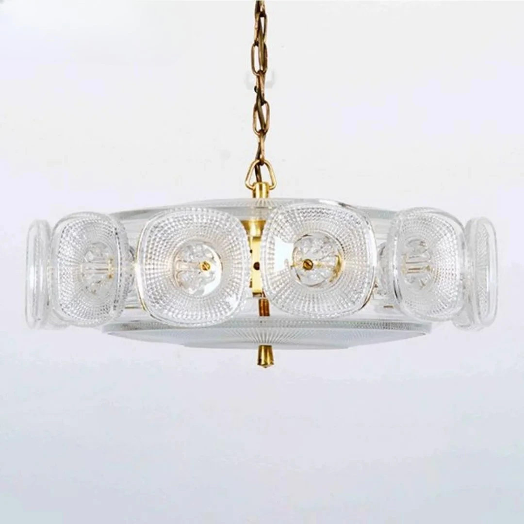 

Винтажная люстра из стекла в форме лепестков для гостиной, столовой, французская зеленая люстра из прозрачного стекла, подвесной светильник для спальни