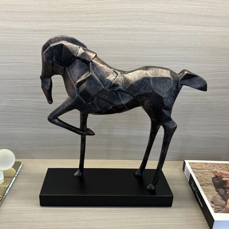 

Horse Miniatures Geometric Aesthetic Sculpture Office Desktop Art Creative Figurines Bedroom Resin Animal Luxury Accessories
