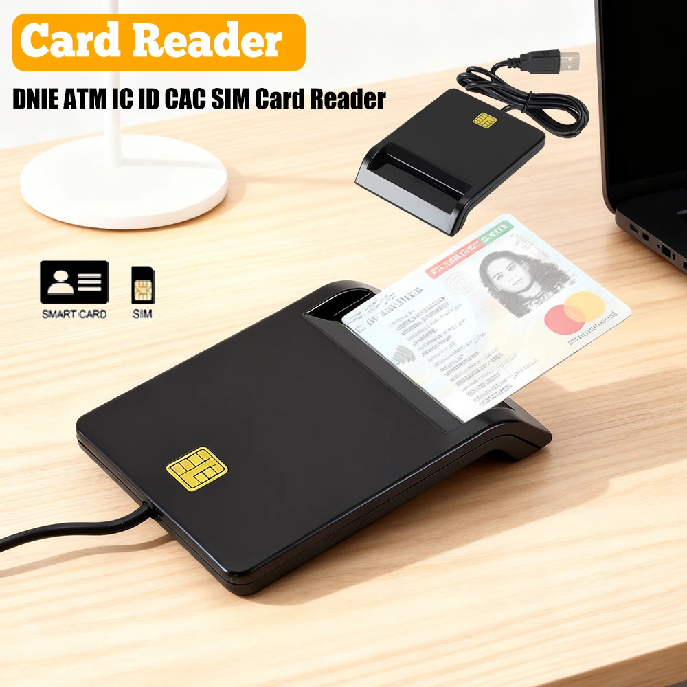 

USB 2.0 Smart Card Reader Portable Reliable Simplicity for DNIE ATM CAC IC ID SIM Card Cloner Connector Windows Linux
