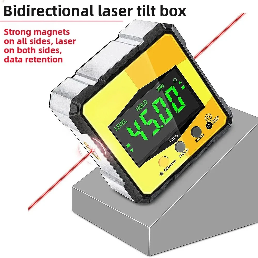 Electronic Digital Inclinometer with Bidirectional Laser Inclination Box Slope Level Protractor Magnetic Angle Ruler