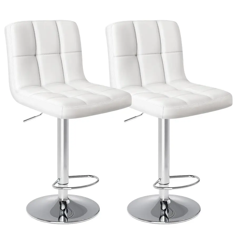 

Bar Stools Set Of 2, Armless PU Leather Adjustable Swivel Barstools, Hydraulic Kitchen Counter Height Thickened Seat Cushion Sq