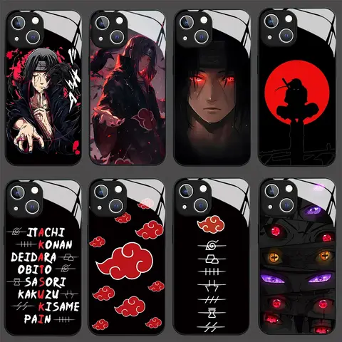 Anime Cool-N-Narutos Uchiha Itachi 전화 케이스 iPhone 16 15 14 13 12 Mini 11 Pro XS Max X 유리 소프트 실리콘 프레임 백 Best5