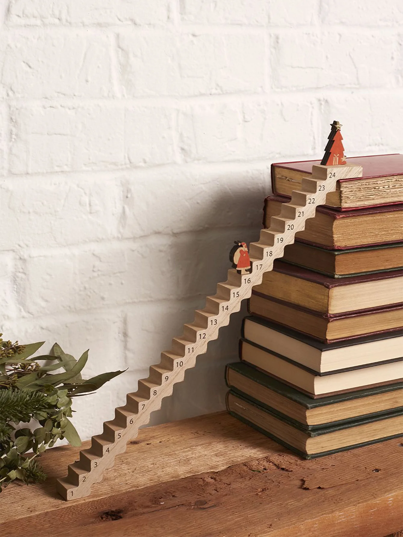 Weihnachts-Weihnachtsmann-Treppen, Countdown-Kalender, Weihnachtsmann-Treppen aus Holz, 24-Tage-Weihnachts-Advans-Kalender, Heim-Party-Dekoration