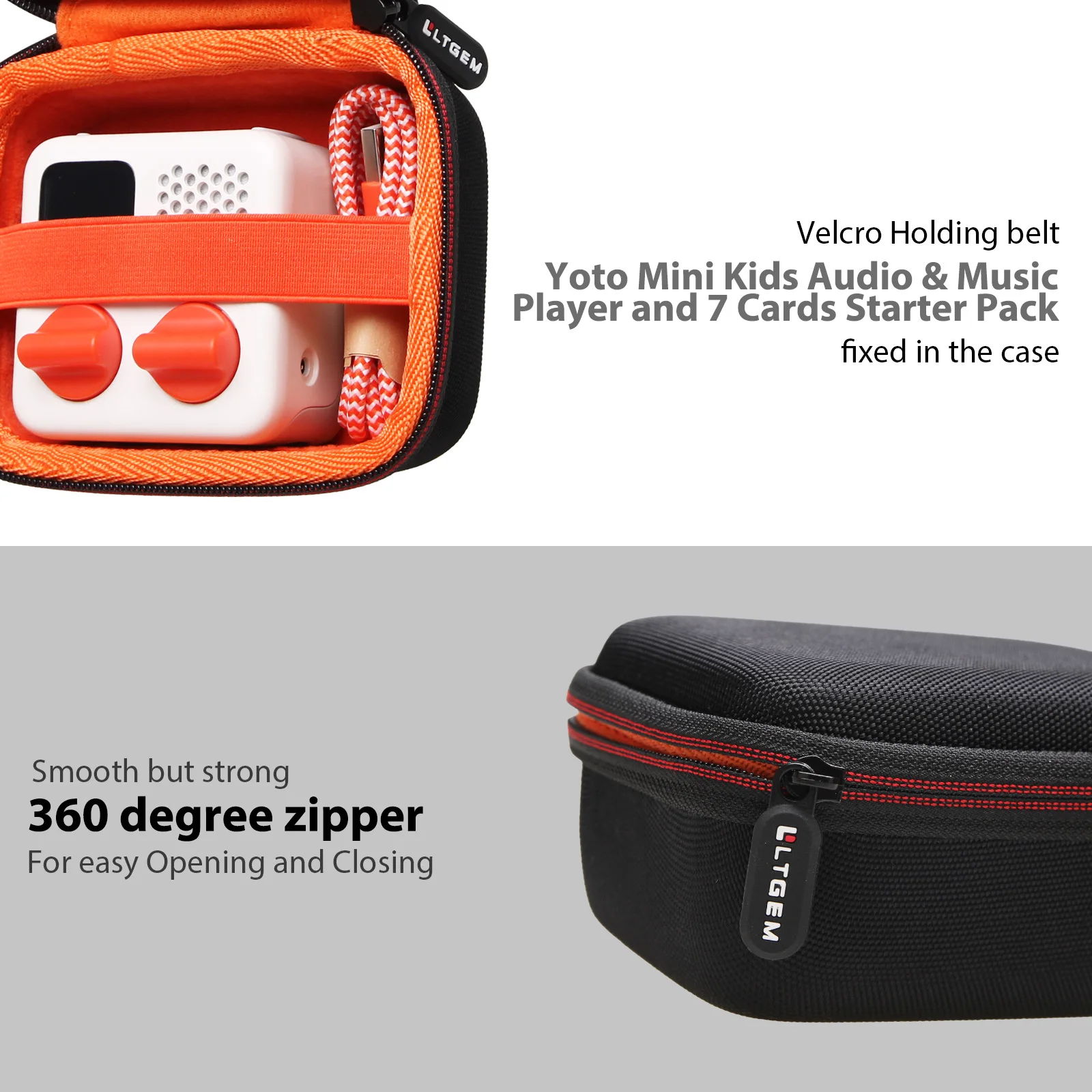 LTGEM EVA Hard Case for Yoto Mini Audio Player Travel Waterproof Dropproof Protective Carrying Storage Bag（only case）