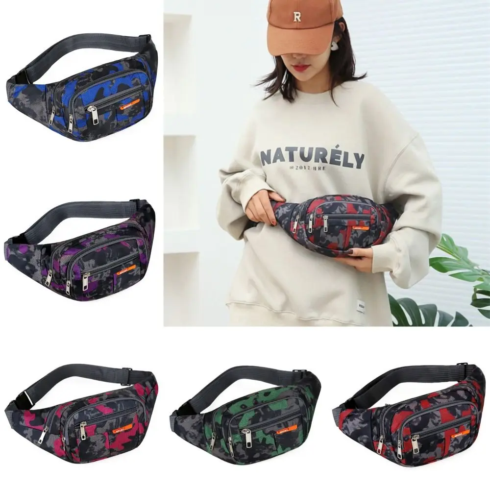 Camouflage Couple Waistpack Trendy Waterproof Oxford Cloth Crossbody Bag Cycling Phone Bag Sports Outdoor