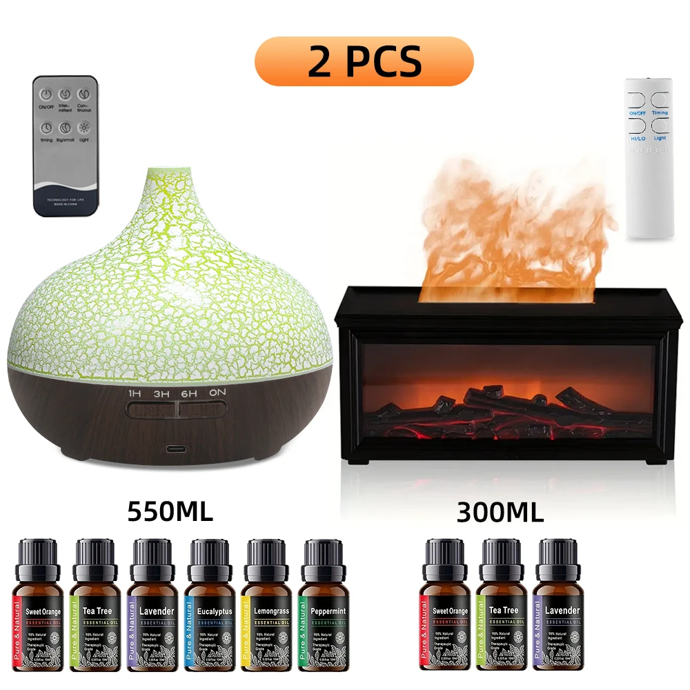 

2-Pack Aromatherapy Diffuser Set with Remote and Timer, Changing LED Mood Lights Ideal for Home, Yoga, Spa and Thoughtful Gifts