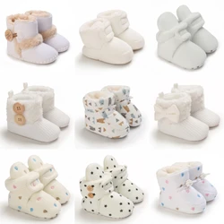 2023 Winter Baby Boots Infant Girls Boys Warm Fashion Solid Shoes with Fuzzy Balls First Walkers Kid Shoes 0-18M