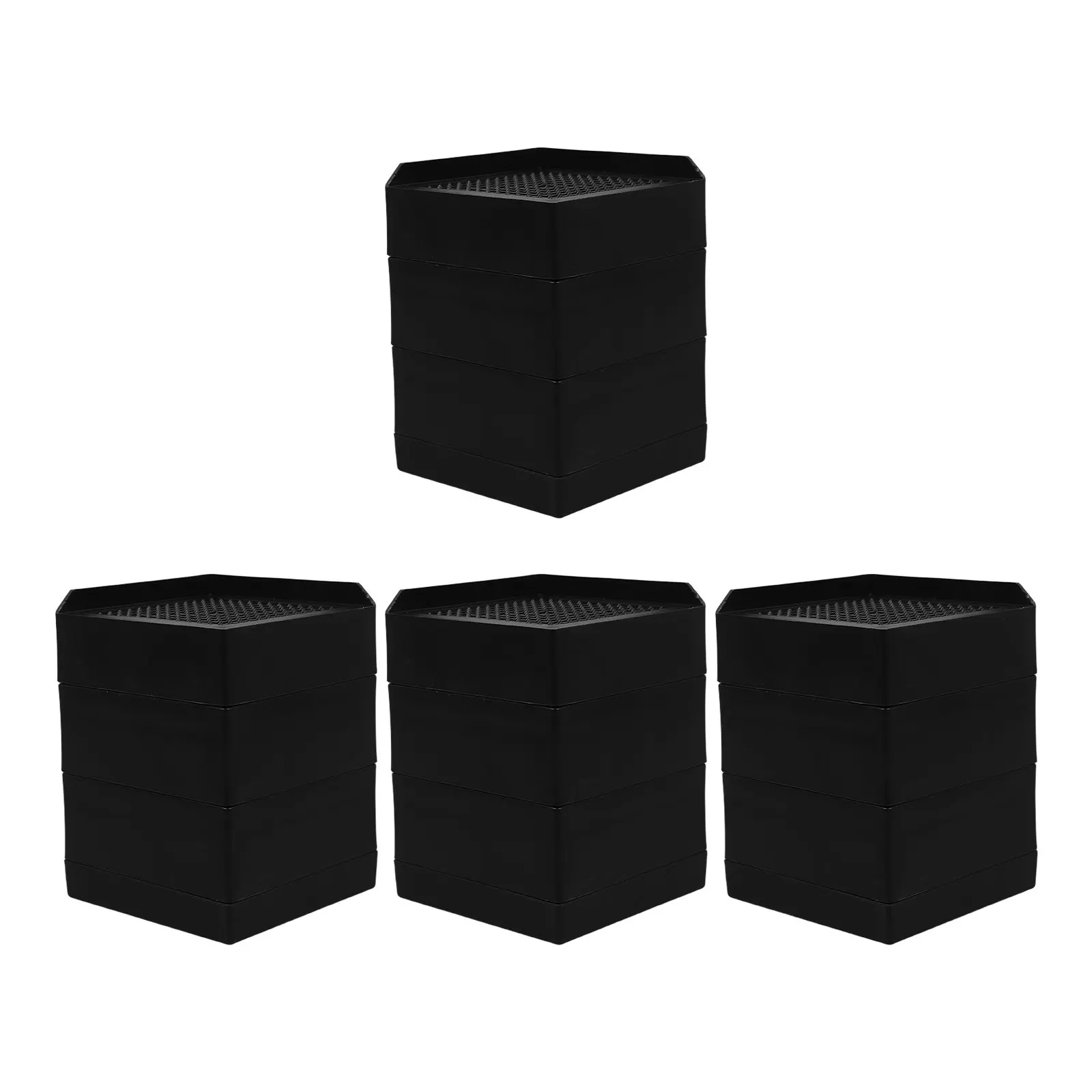4Pcs Polypropylene Furniture Risers Black Adjustable Bed Sofa Table Leg Elevation Blocks Cabinet Height Extenders Removable