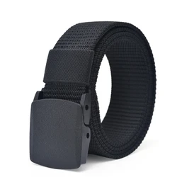 Cinturón clásico militar de nailon para hombre y mujer, cinturón ajustable de viaje al aire libre, táctico, con hebilla de plástico para pantalones