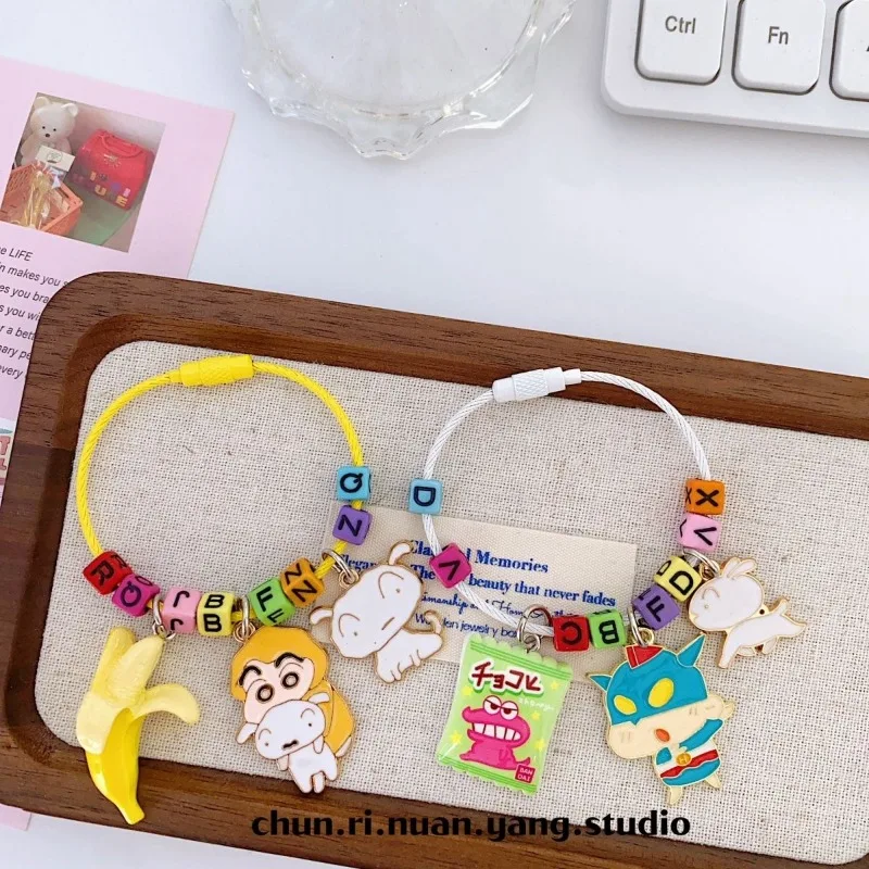 Creative Cute Anime Crayon Shin chan Peripheral Cartoon Color Keychain Girl Bag Pendant Accessories Gift for Best Friends