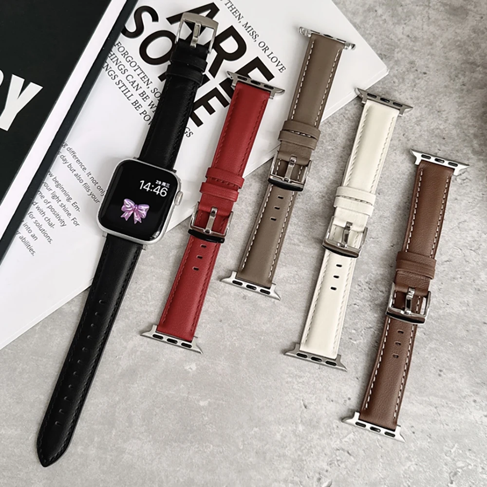 

Leather Watch Strap For Apple Watch Band 11 10 9 8 7 41mm 45mm 40mm 44mm Buckle Bracelet For IWatch Ultra SE 6 5 38mm 42mm 49mm