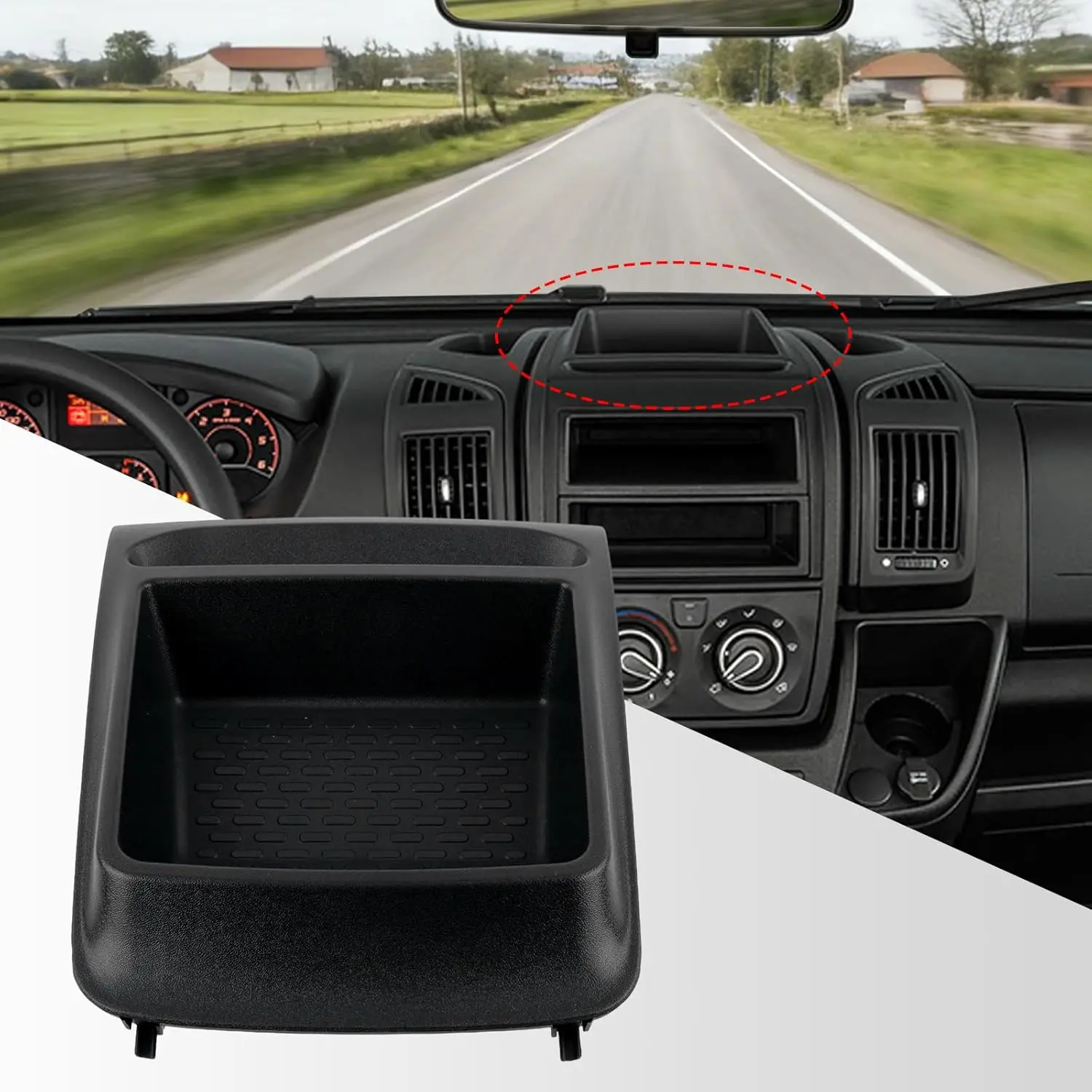 

Черный органайзер для приборной панели из ABS-пластика для Fiat Ducato, Peugeot Boxer, Citroen Relay 2014+ с нескользящим дизайном, артикул 735699812