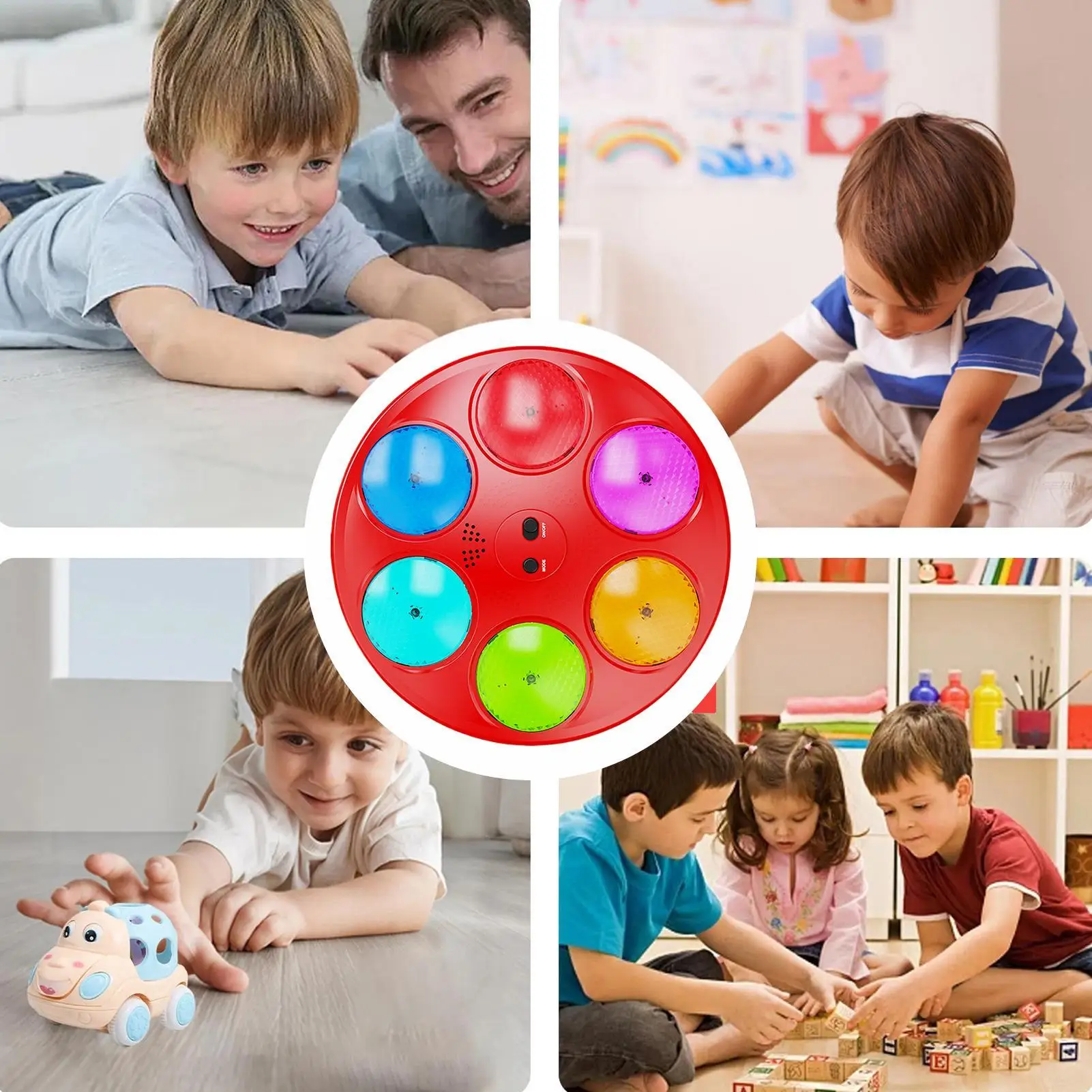 라이트 업 메모리 게임 3가지 모드 전자 퍼즐 휴대용 게임 조명 및 소리 포함 어린이용 3세 이상 여행 교실 파티 도로용