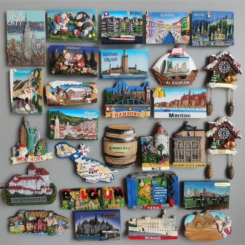 Ímãs de geladeira para turista, Frigorífico Adesivos, Suíça Lembrança, Reykjavin, Noruega, Bélgica, BAHRAIN, Nova York, Noruega, Suécia, Lembrança