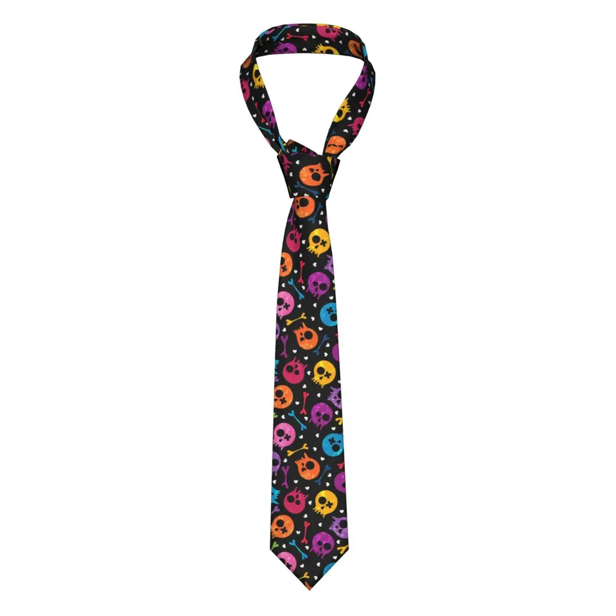 

Mens Tie Classic Skinny Multicolor Skulls And Hearts Neckties Narrow Collar Slim Casual Tie Gift